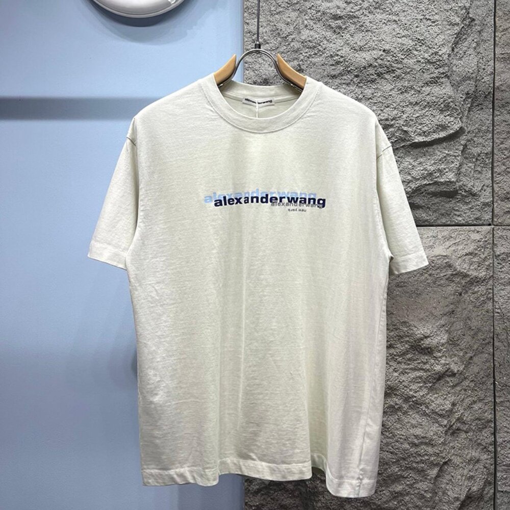 Alexander Wang White Printed Lettering Short-Sleeved T-Shirt